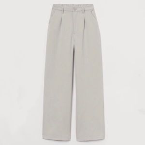 SOLD - H&M High Waisted Wide Leg High Trousers in Light Beige Size 6